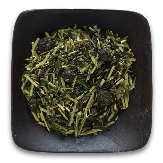 Blueberry Green Kukicha Tea Organic Green Tea Frontier Co-op Tea Antioxidant-rich Tea Low Caffeine Green Tea