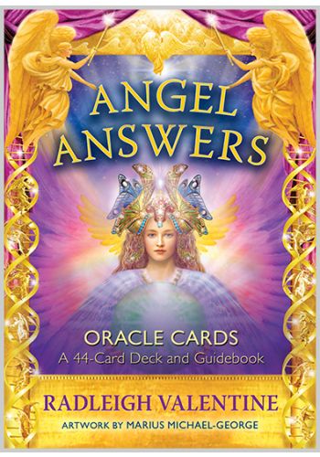 Angel Answers Oracle Cards, Radleigh Valentine, oracle deck, angel messages, spiritual guidance, illustrated cards, yes or no answers, divine guidance, guardian angels