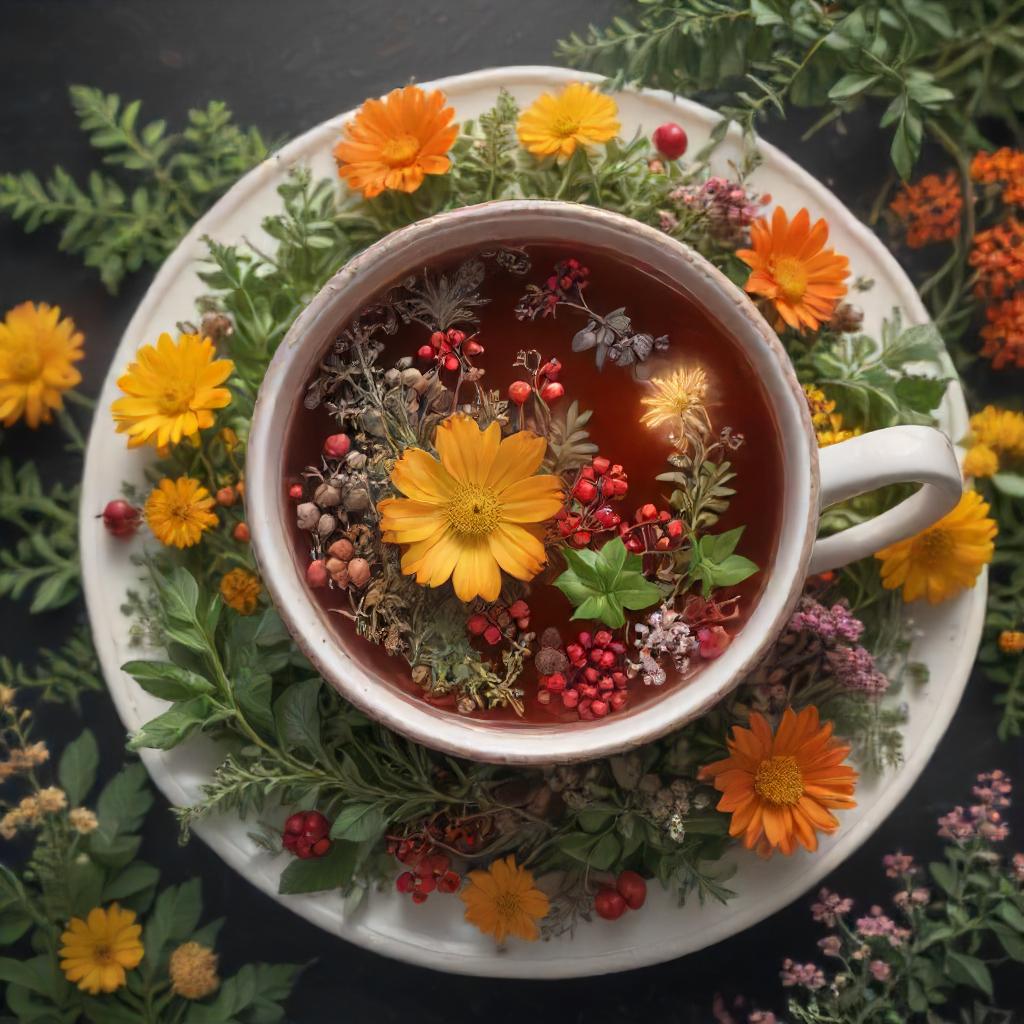 A cup of brewed herbal tea